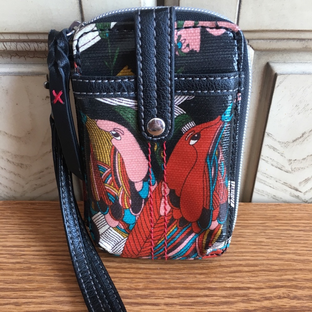 Sakroots Smartphone Wristlet-Black Peace Dove